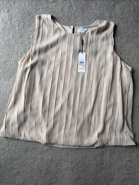 Calvin Klein Light Beige Pleated Sleeveless Camisole